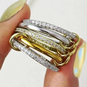 Elegant Gold and Silver Multi Layerd Ring Set